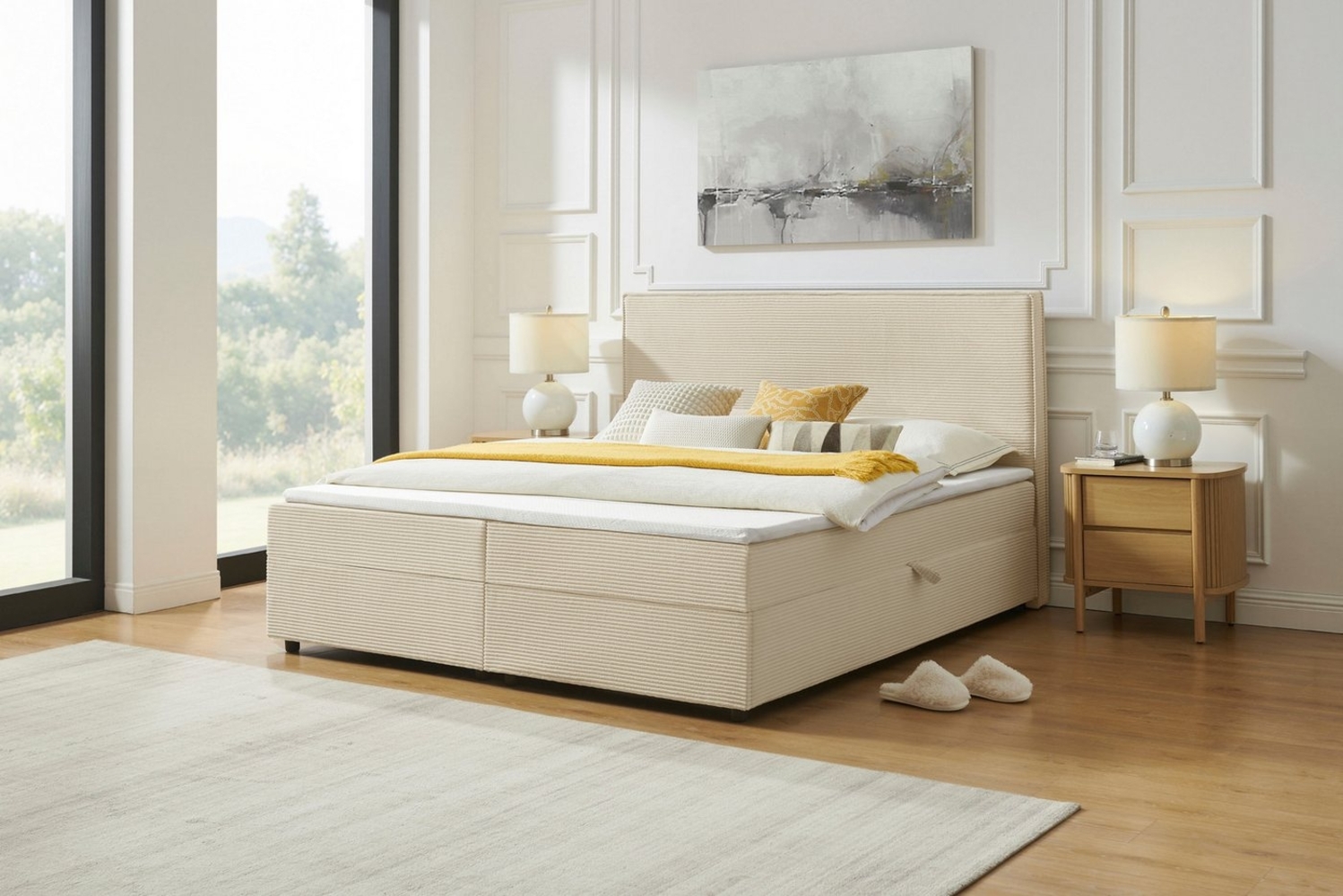 OTTO home Boxbett Eliaas inkl. Bettkasten und Topper, Liegefläche 180x200cm, erhältlich in hochwertigem Cord-Stoff und der Größe 180x200cm Bild 1