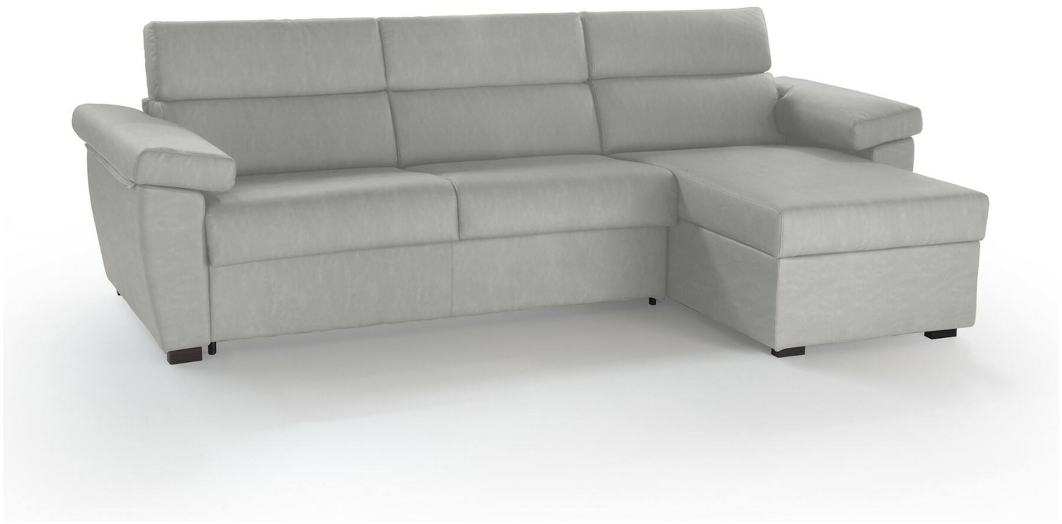 Dmora Schlafsofa mit Halbinsel Priverno, Verwandelbares Ecksofa für das Wohnzimmer, gepolstert, abnehmbar, 100 % Made in Italy, 285x160 h100 cm, Hellgrau Bild 1