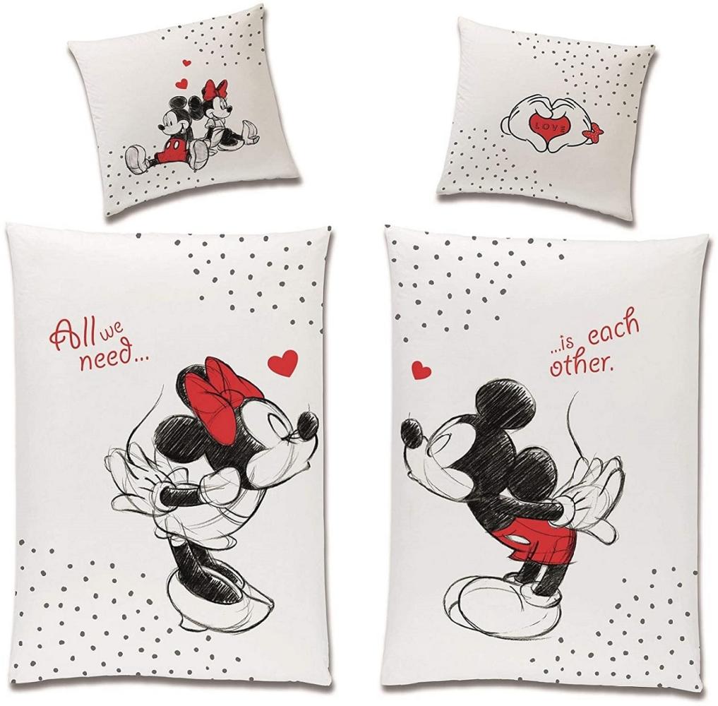 Doppel-Pack Disney Minnie Maus Partner Bettwäsche Set 135x200cm 80x80cm (4-tlg. ) Bild 1