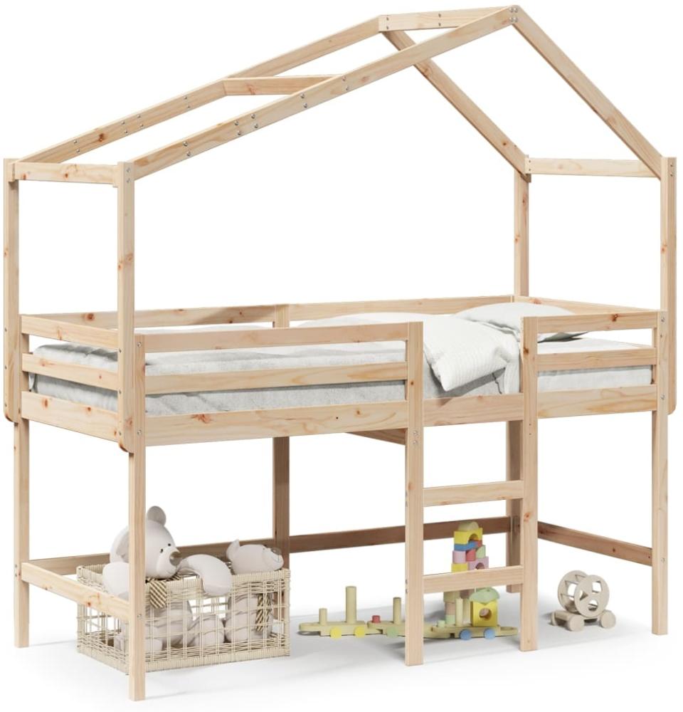 vidaXL Hochbett mit Leiter und Dach 90x200 cm Massivholz Kiefer 3282064 Bild 1