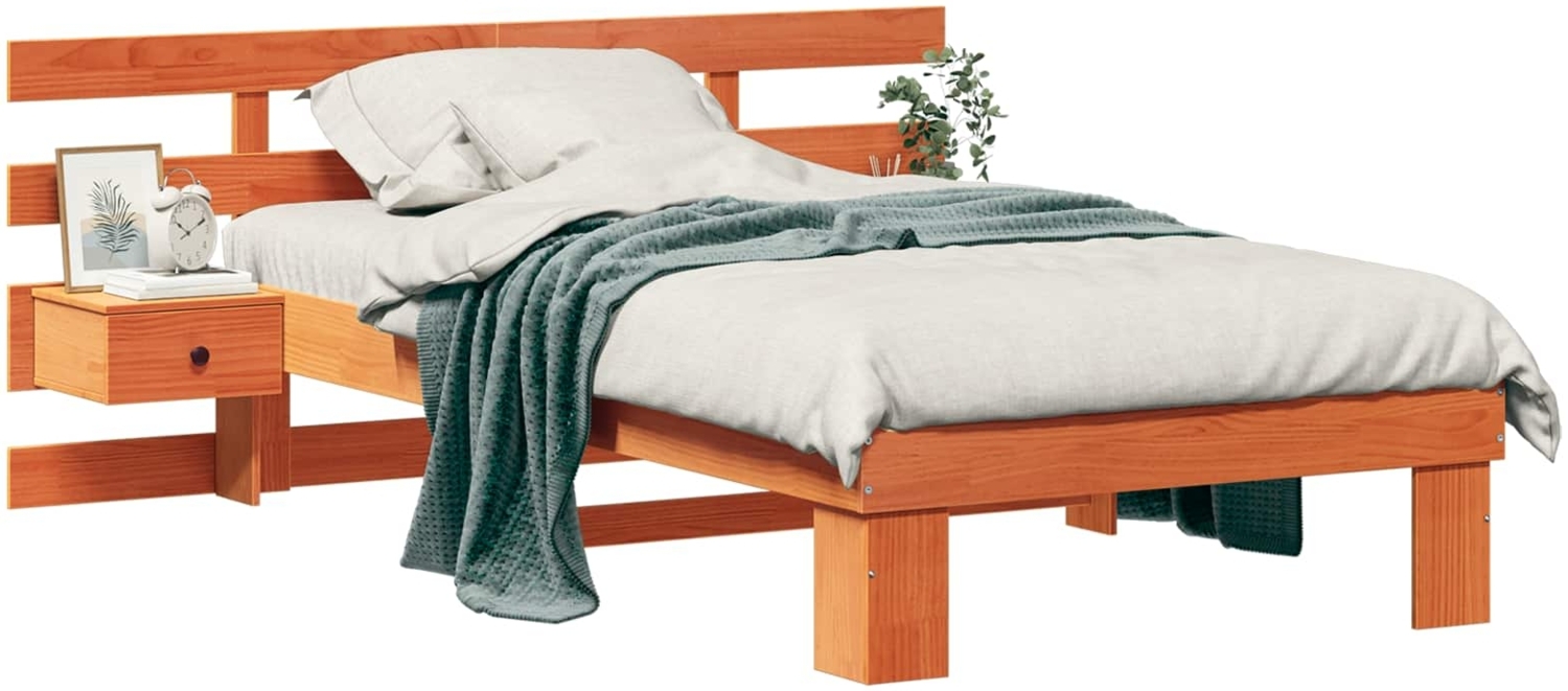 vidaXL Bettrahmen Wachsbraun 75 x 190 cm Massives Kiefernholz 872721 Bild 1