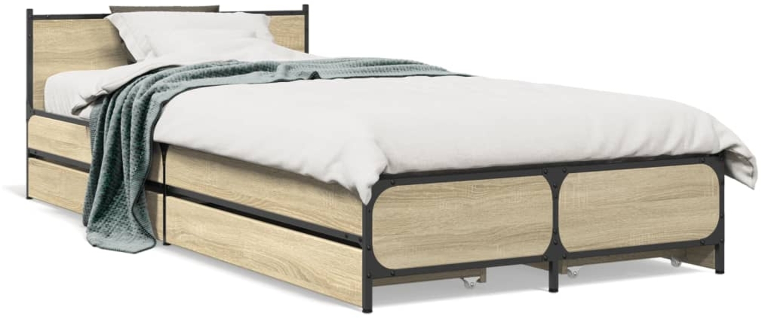 vidaXL Bettgestell mit Schubladen Sonoma-Eiche 90x200cm Holzwerkstoff 3279968 Bild 1