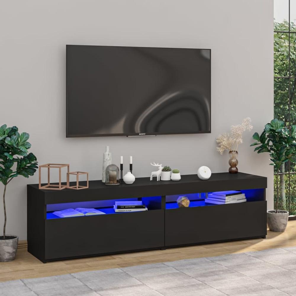 vidaXL TV-Schränke 2 Stk. mit LED-Leuchten Schwarz 75x35x40 cm 804394 Bild 1