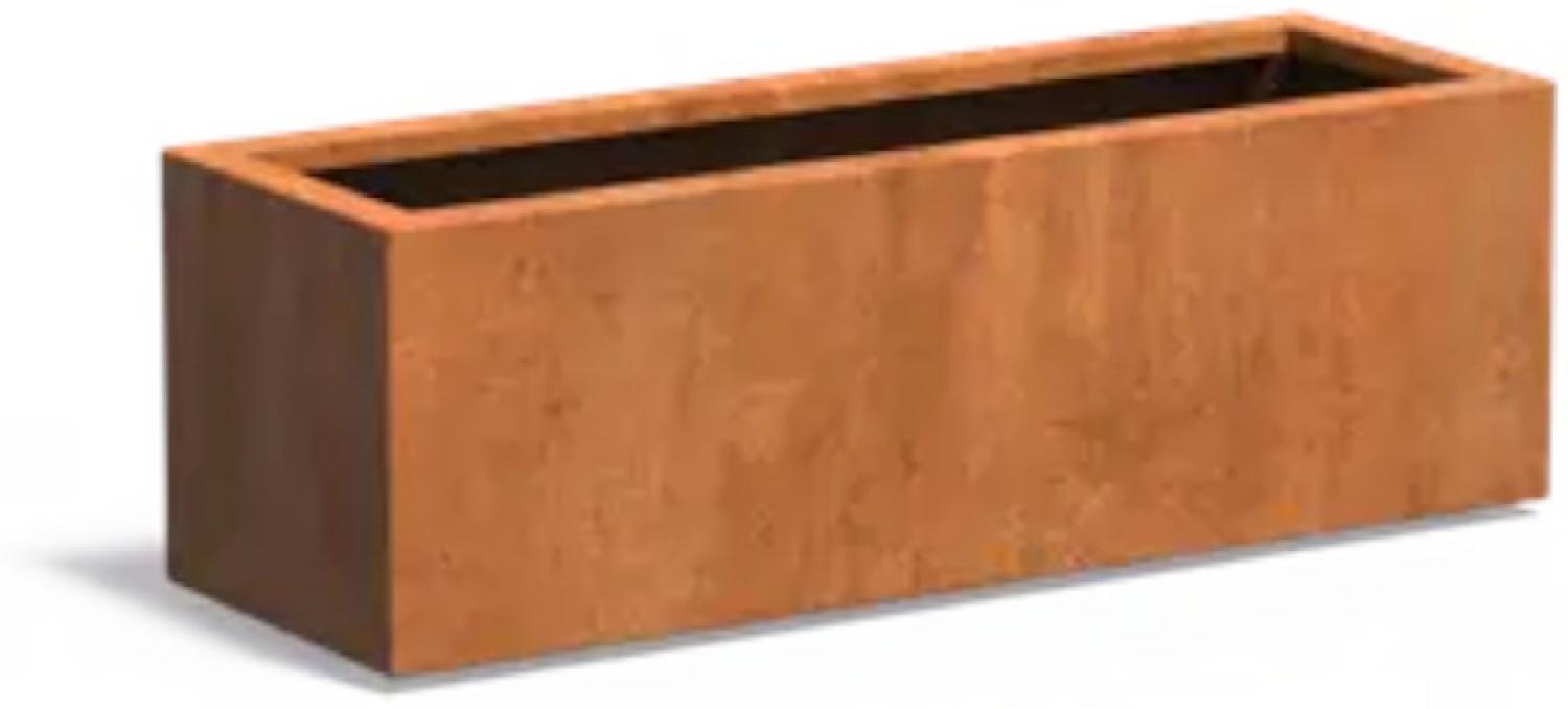 Adezz Pflanzgefäß Carrez Standard Rechteck aus Corten-Stahl Pflanzkübel Größe 120x40x40 cm Bild 1