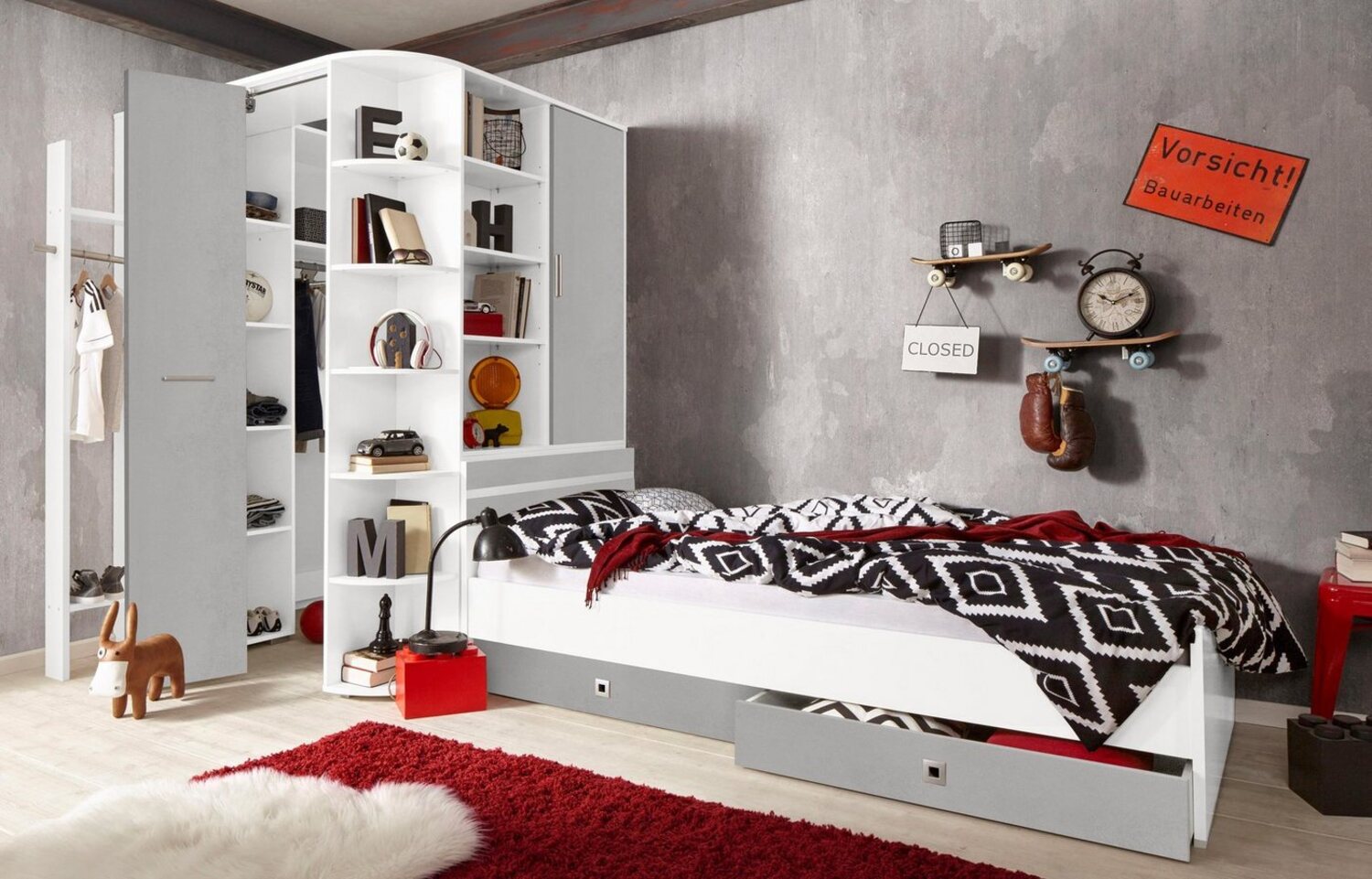 Wimex Jugendzimmer-Set Joker Kleiderschrank mit Garderobe, Bett und Stauraumschubladen, (Set, 4-tlg) Bild 1