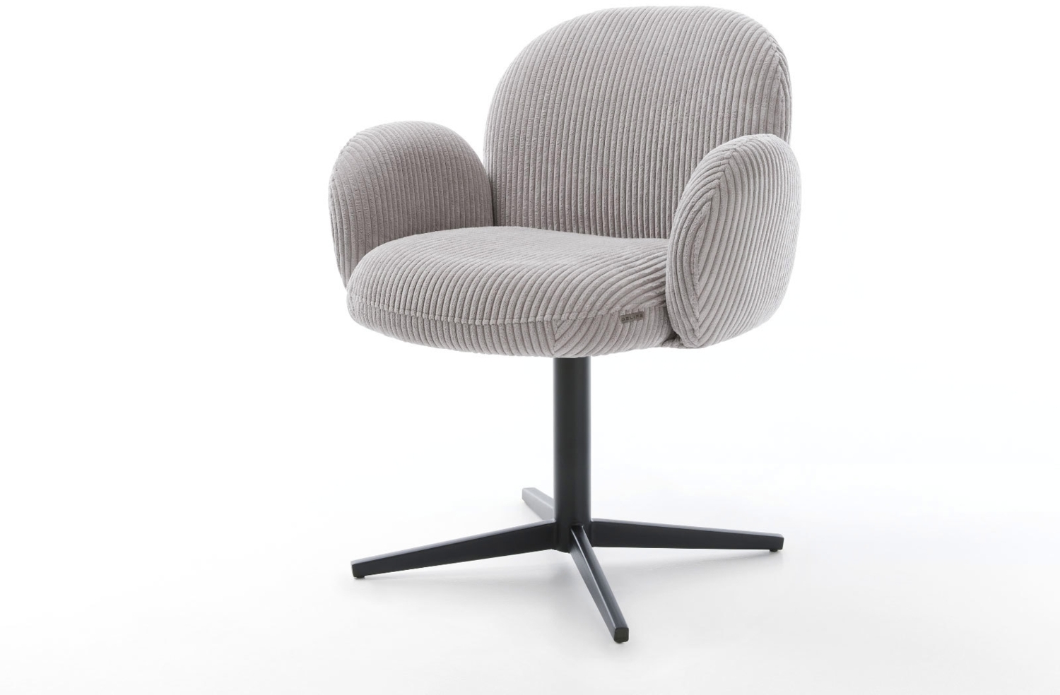 Drehstuhl Nube-Flex mit Armlehnen Cord Silbergrau Fußkreuz Schwarz 360° drehbar Taschenfederkern Bild 1