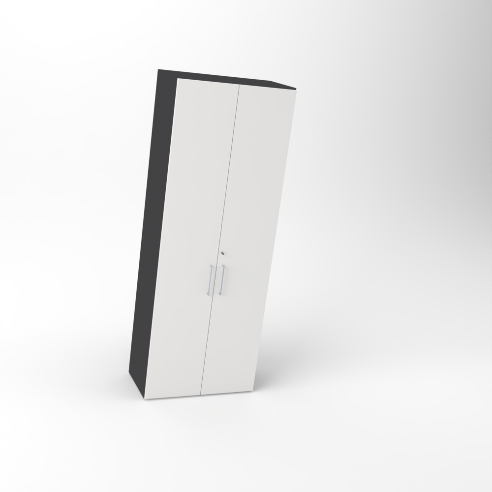 Rheinland Möbel Flügeltürenschrank Cabino 80×42×216 cm – abschließbarer Aktenschrank 6OH in Graphit/Grau mit 110° Drehtüren & Metallgriff Bild 1