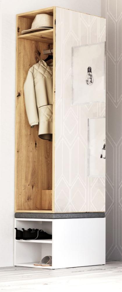 Garderobe Set 2-tlg. Brighty in Artisan Eiche und weiß 50x190 cm Bild 1