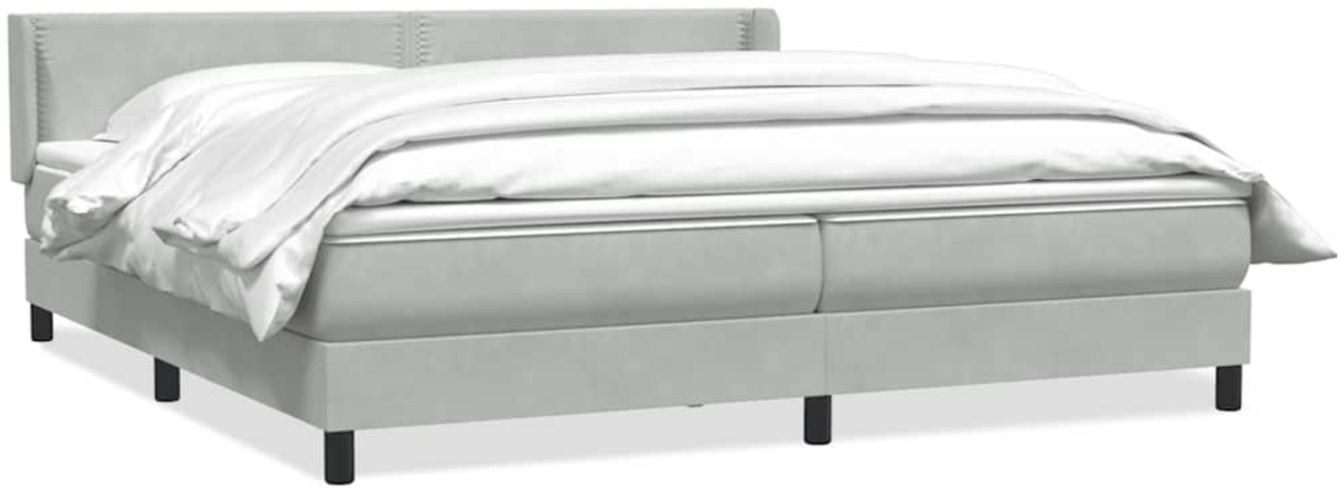 vidaXL Boxspringbett mit Matratze Hellgrau 180x210 cm Samt 3318039 Bild 1