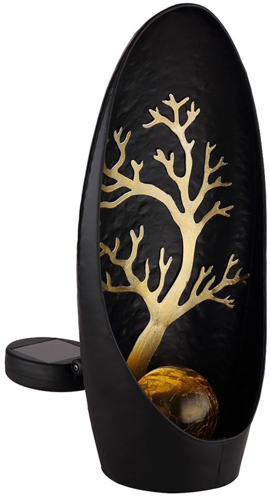 LED Solarleuchte, Baum, Wetterfest, schwarz, Akku, H 30 cm Bild 1