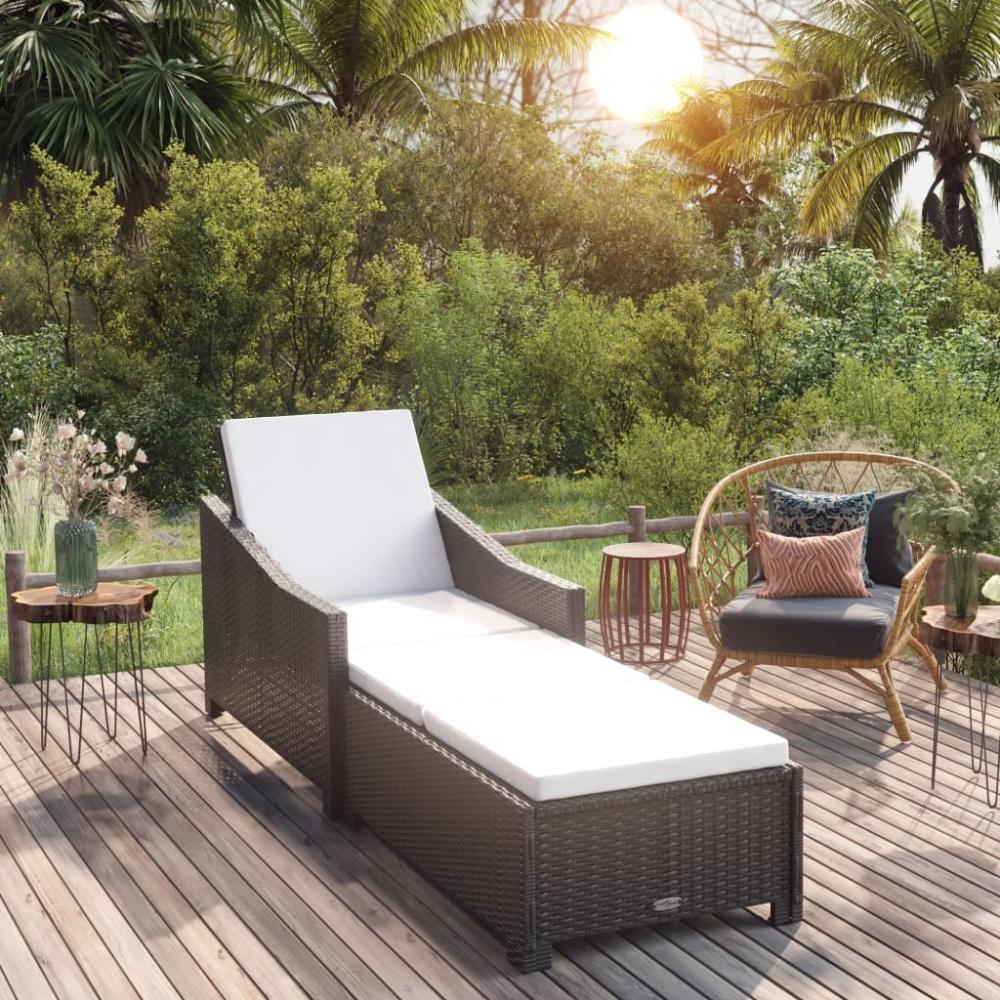 vidaXL Sonnenliege mit Cremeweißer Auflage Poly Rattan Schwarz 317179 Bild 1