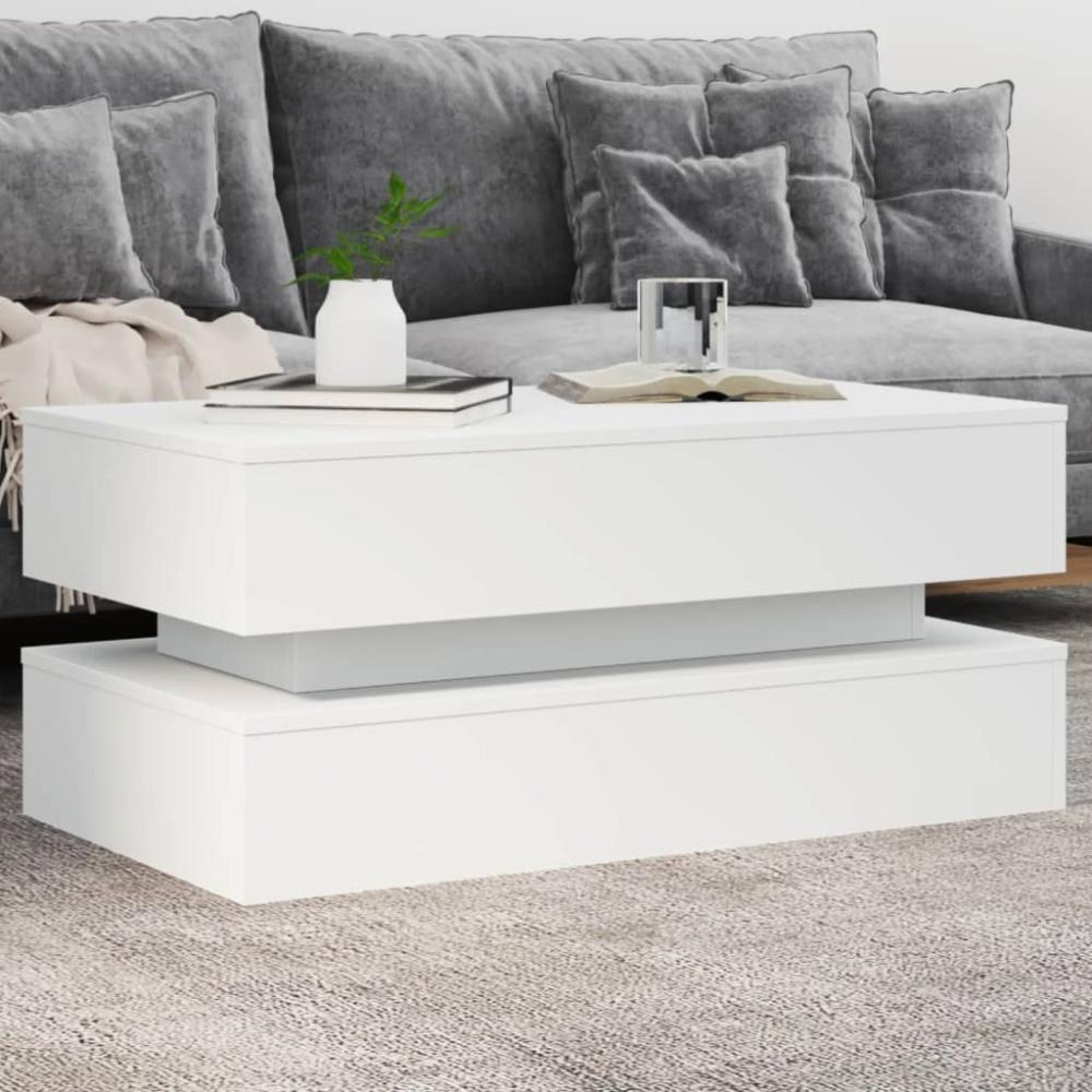 vidaXL Couchtisch mit LED-Leuchten Weiß 90 x 50 x 40 cm 839861 Bild 1