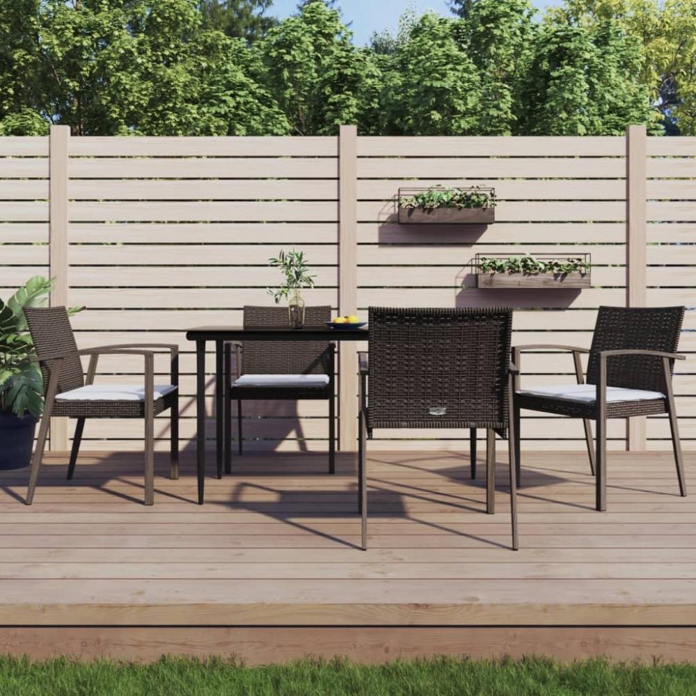 vidaXL Gartenstühle mit Kissen 4 Stk. Braun 56,5 x 57 x 83 cm Poly Rattan 3187077 Bild 1