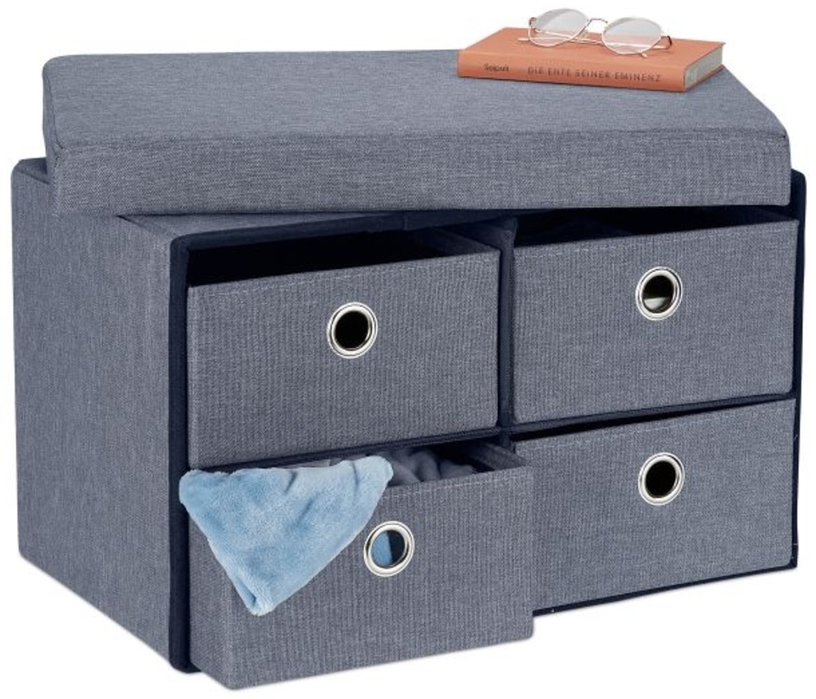 Graue Sitzbank mit 4 Schubfächern Bild 1