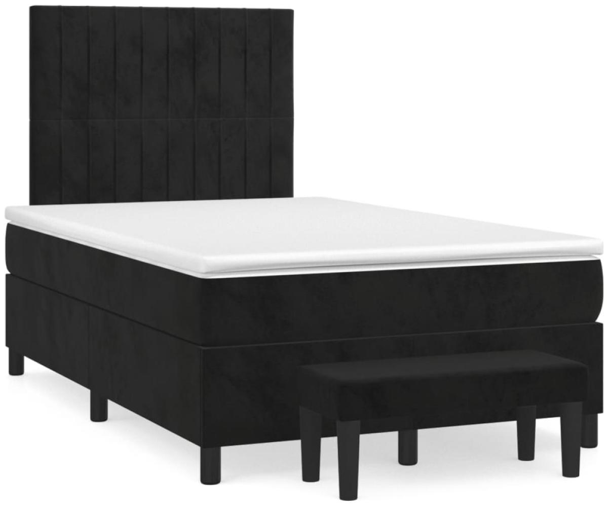 vidaXL Boxspringbett mit Matratze Schwarz 120x190 cm Samt 3270483 Bild 1