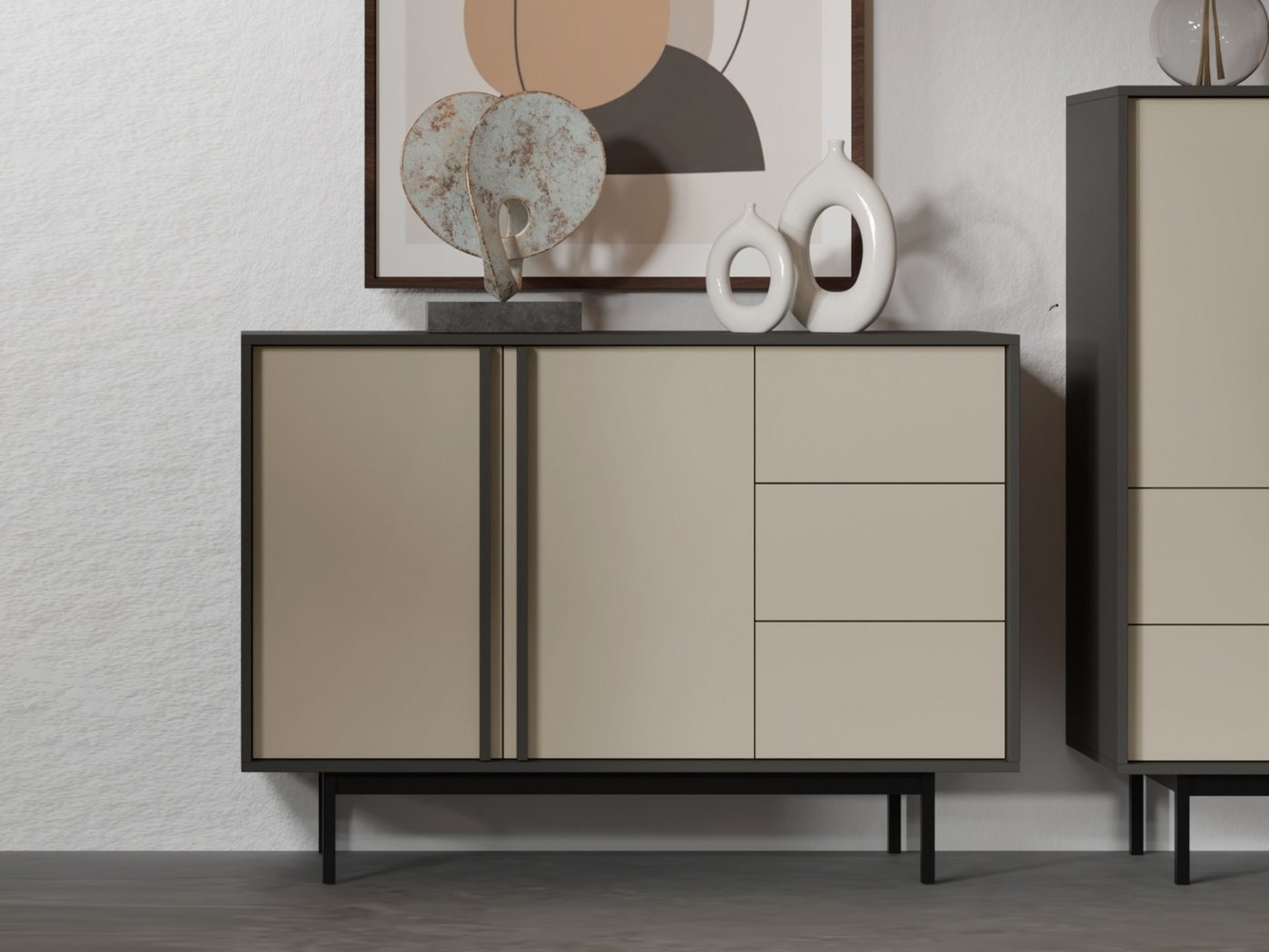Compleo Kommode mit 2 Türen, Modern Elegant Design, Breite: 123 cm MALTS Bild 1