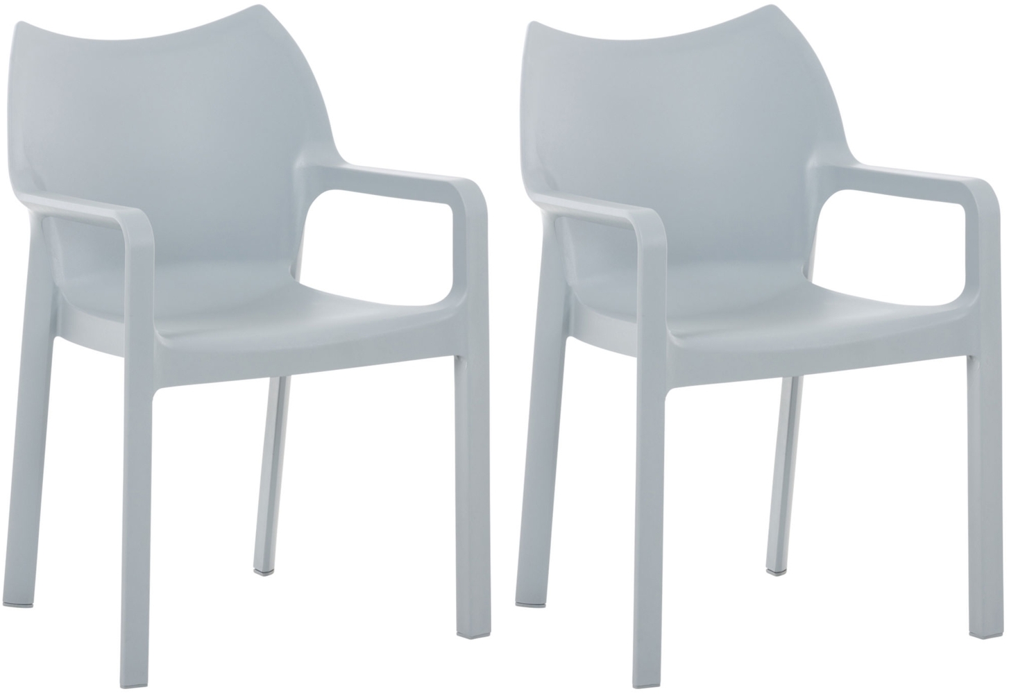 CLP 2er Set Stapelstuhl DIVA Kunststoff-Gartenstuhl mit Armlehnen,hellgrau Bild 1