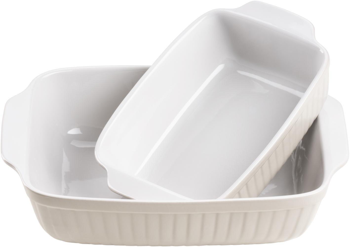 MÄSER 931137 Serie Kitchen Time, Auflaufformen rechteckig im 2er Set, eckige Ofenformen, ideal auch für Lasagne, kratz- und schnittfest, Keramik, 33 x 24 x 8 cm / 25,5 x 16 x 7 cm, Grau Bild 1