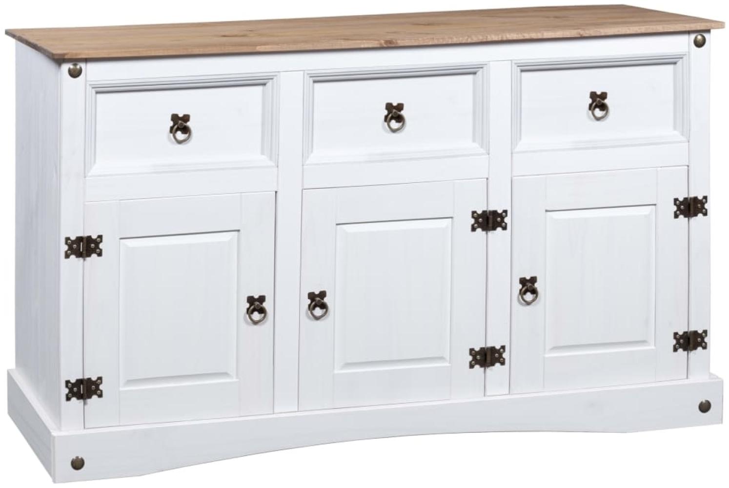 Sideboard >299733< (LxBxH: 132 x 43 x 78 cm) in Weiß, braune Oberplatte Bild 1