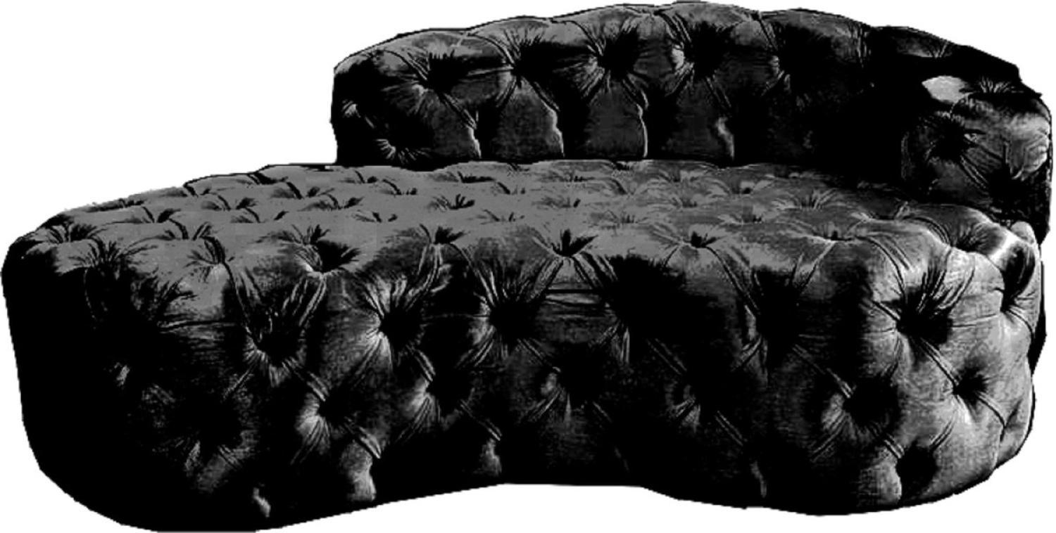 Casa Padrino Luxus Chesterfield Samt Chaiselongue Schwarz Bild 1