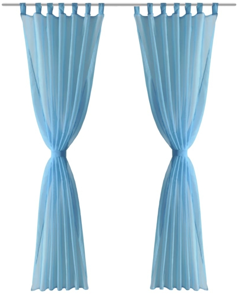 vidaXL 2x transparente Gardine, Polyester türkis, 140x245 cm Bild 1