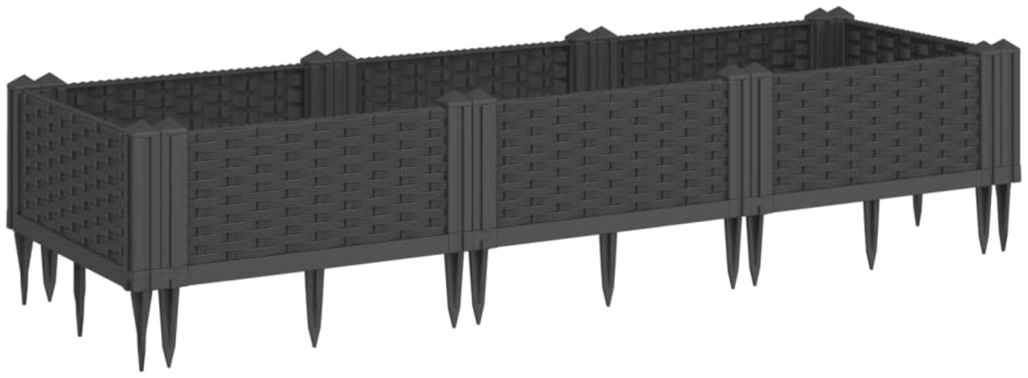 vidaXL Pflanzkasten mit Erdspießen Schwarz 125x40x28,5 cm PP 368012 Bild 1