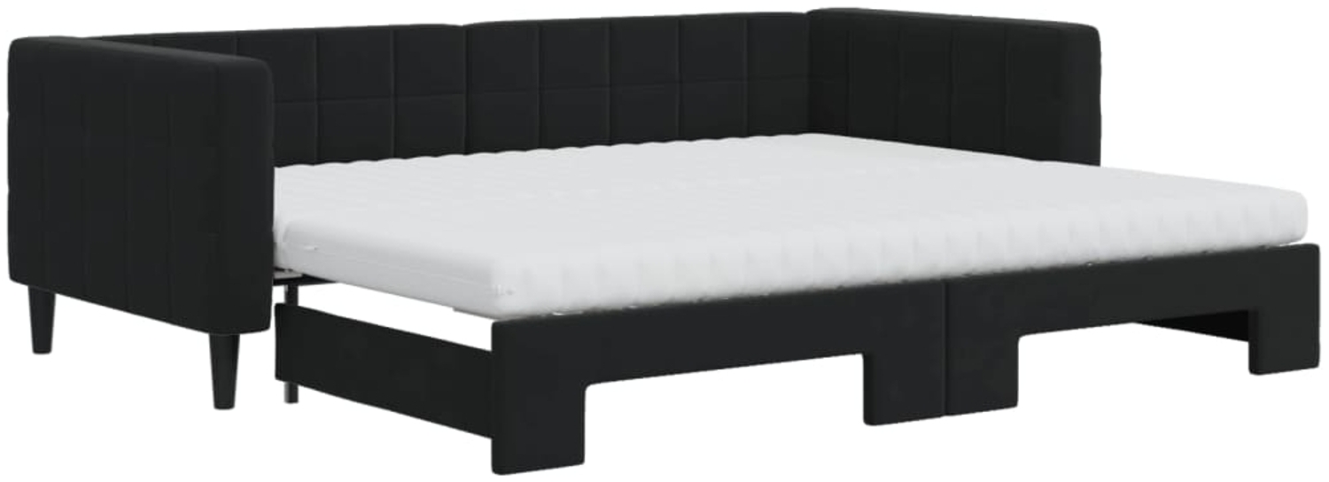 vidaXL Tagesbett Ausziehbar mit Matratzen Schwarz 90x200 cm Samt 3196719 Bild 1