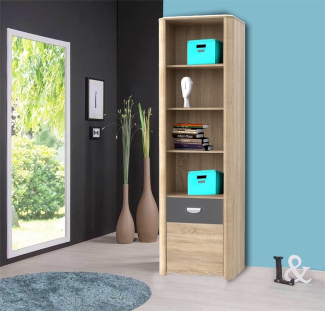 Bücherregal Standregal Regal sonoma eiche grau 58cm Bild 1