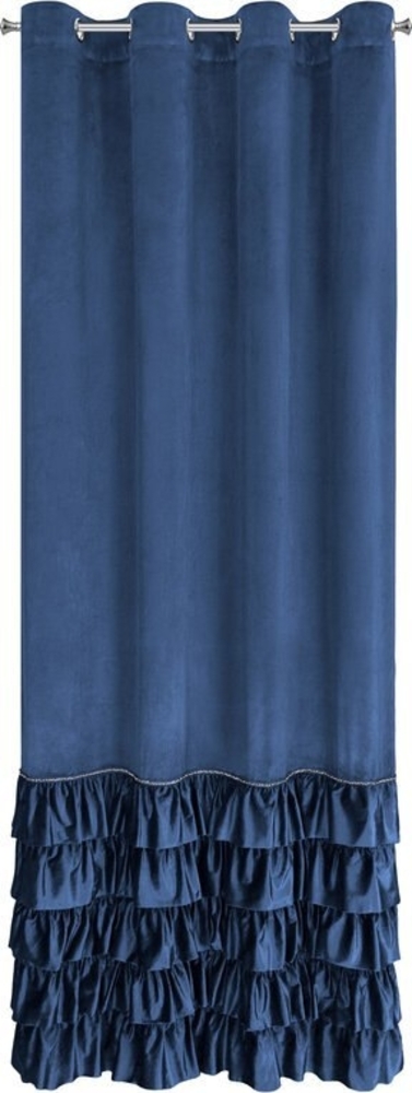 Eurofirany 'CARLI' Ösenvorhang mit Rüschen, Velours, Polyester dunkelblau, 140x250 cm Bild 1