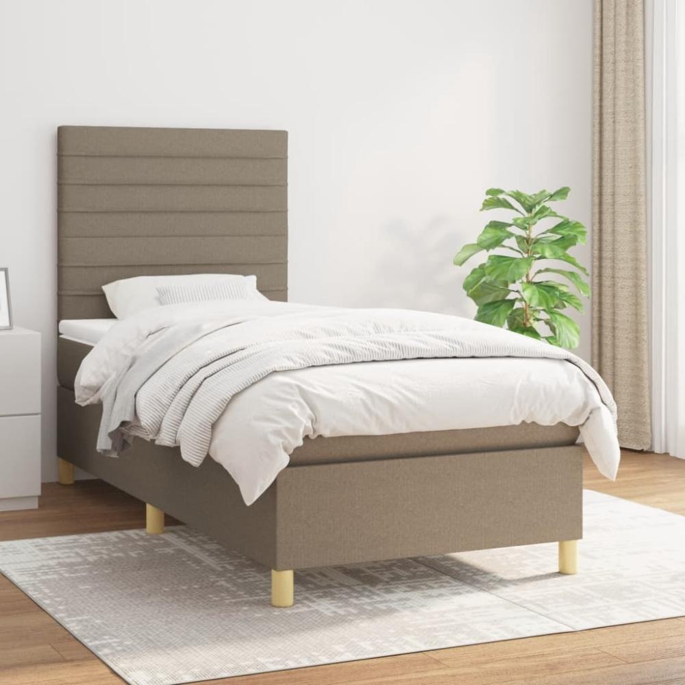 vidaXL Boxspringbett mit Matratze Taupe 90x190 cm Stoff 3142381 Bild 1