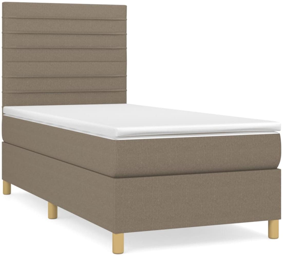 vidaXL Boxspringbett mit Matratze Taupe 90x190 cm Stoff 3142381 Bild 1