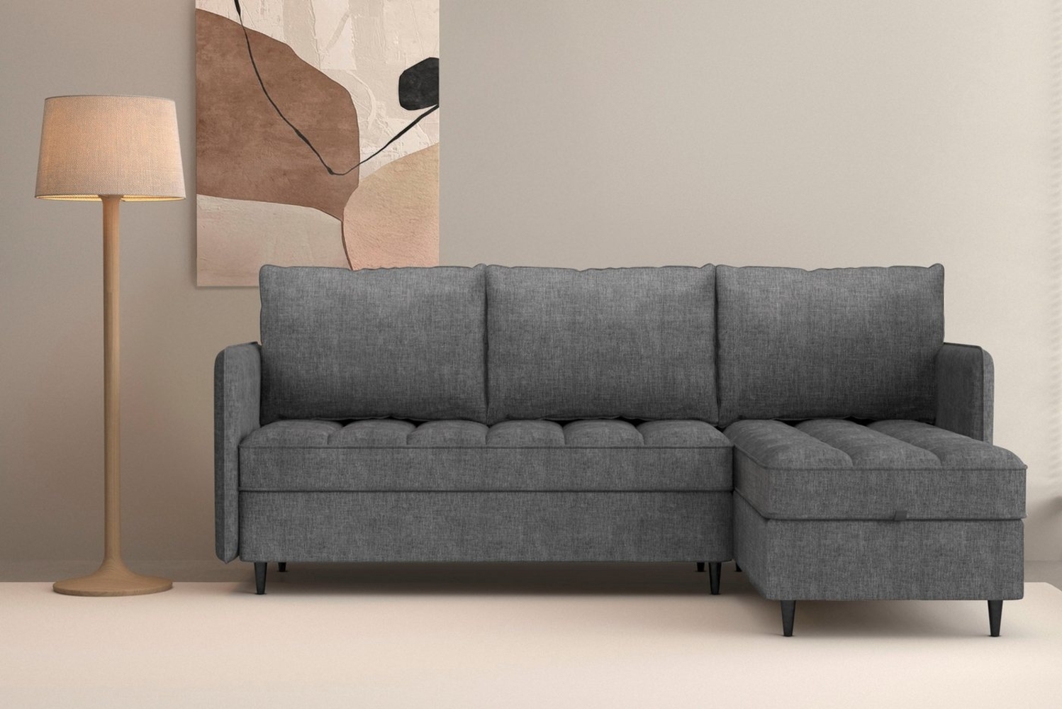 Dorel Home Ecksofa LINDHUS, L-Form, verschiedene Stellvarianten, Schlaf-Liege, Modulsofa, Recamiere, großer Bettkasten, Cord, Chenille Bild 1