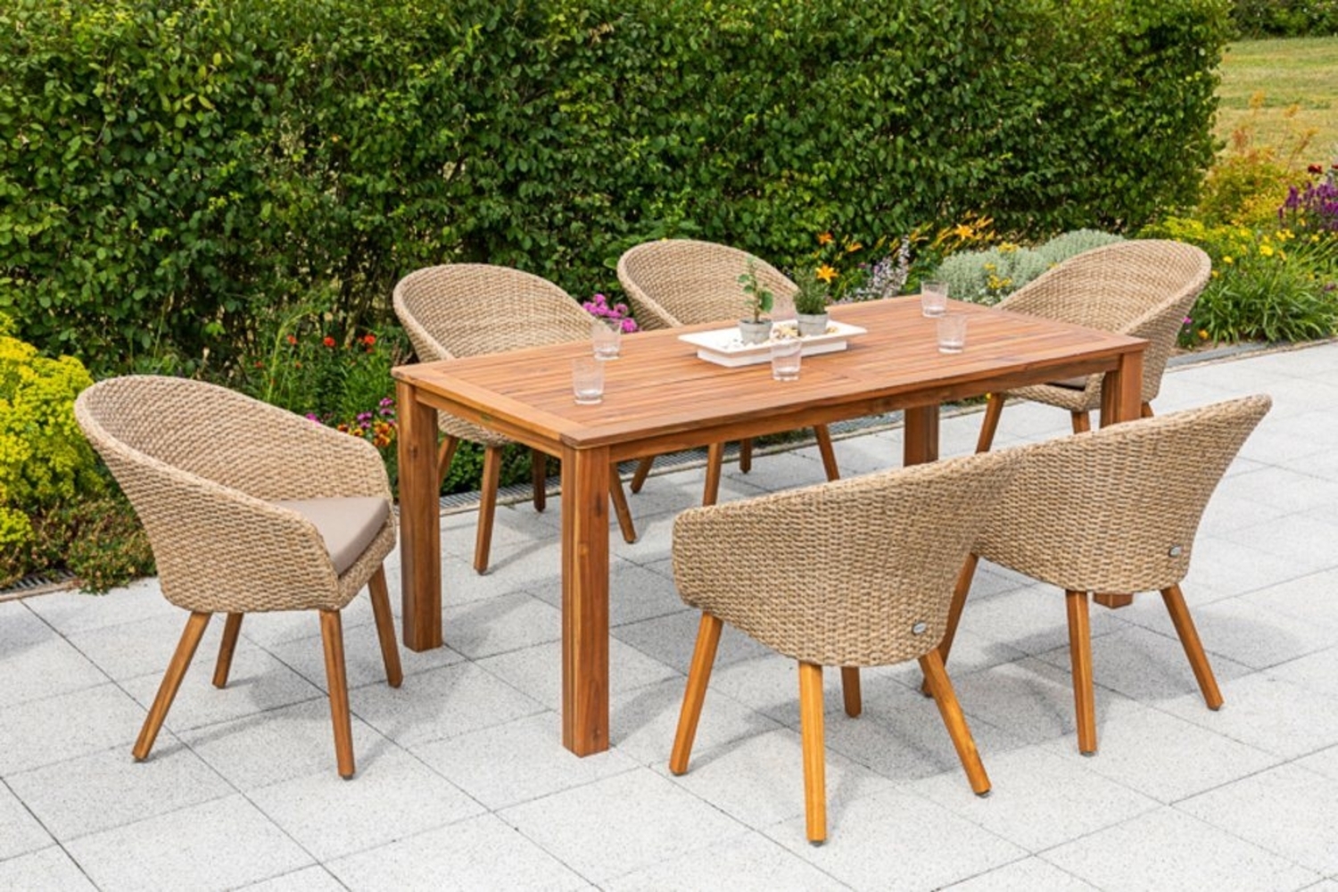 MERXX Garten-Essgruppe Arrone, (7-tlg), 6 Sessel mit Tisch Bild 1