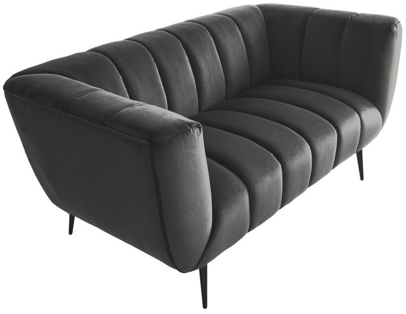 riess-ambiente 2-Sitzer NOBLESSE 165cm grau / schwarz · Couch mit Bezug aus Samt, Einzelartikel 1 Teile, Federkern-Polsterung · Metall-Füße · Lounge-Sofa im Retro Design Bild 1