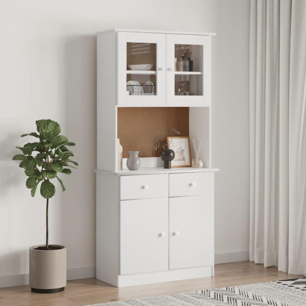 vidaXL Highboard ALTA Weiß 77x35x165 cm Massivholz Kiefer Bild 1