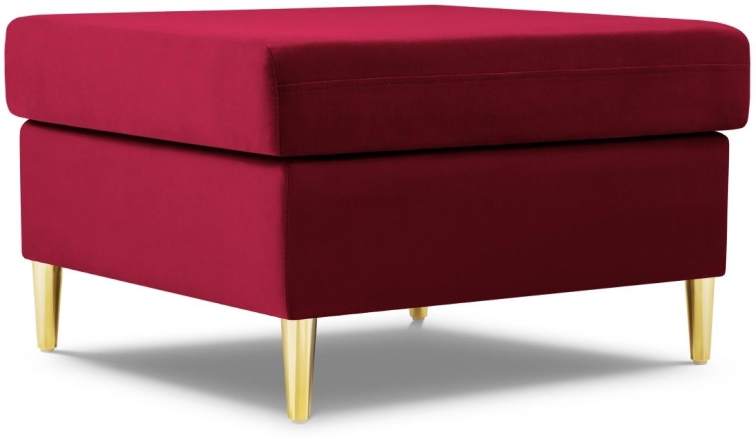 Micadoni Samtstoff Pouf Hocker Moghan | Bezug Red | Beinfarbe Gold Metal Bild 1