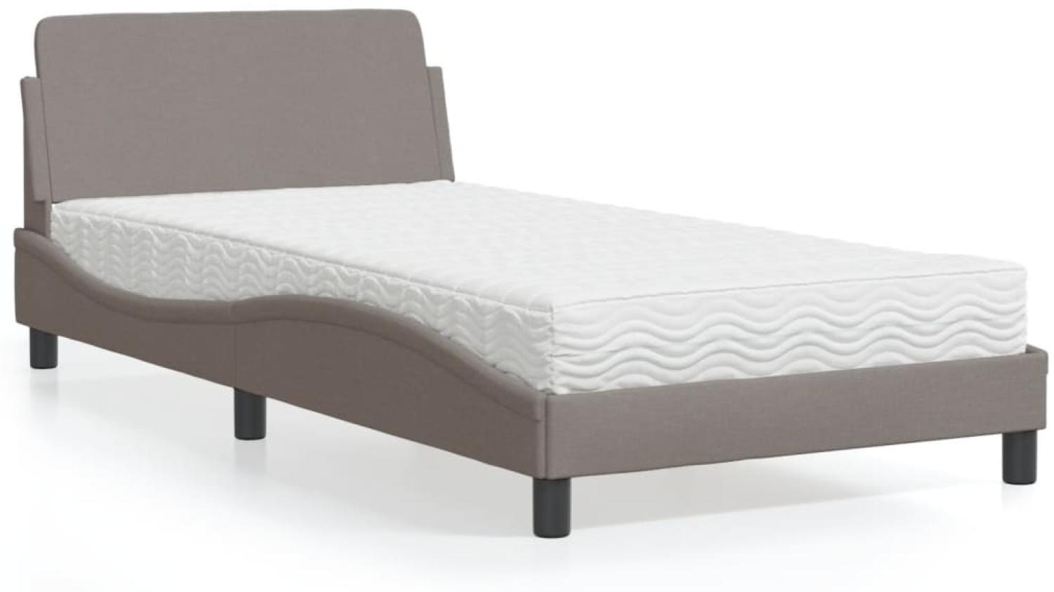 vidaXL Bett mit Matratze Taupe 100x200 cm Stoff 3208348 Bild 1