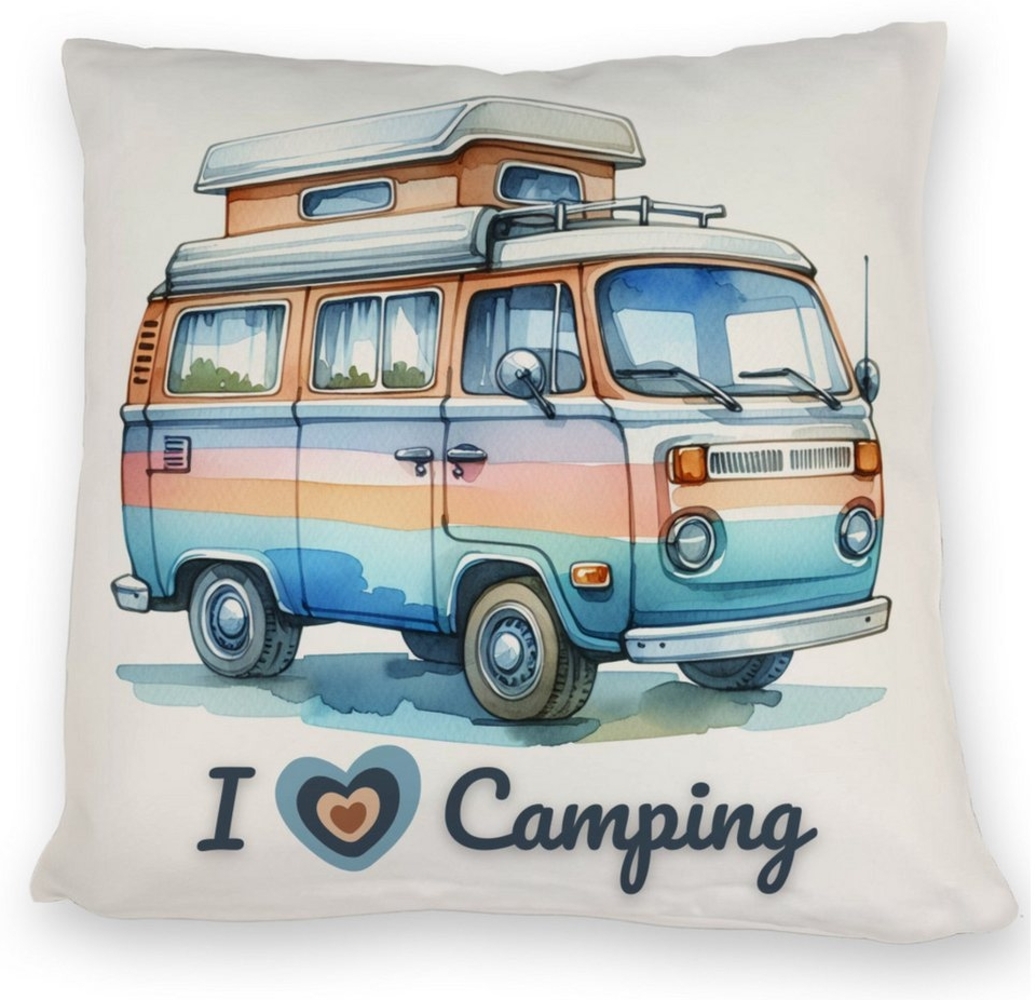 speecheese Dekokissen Campervan Kissen mit Spruch I love Camping Bild 1