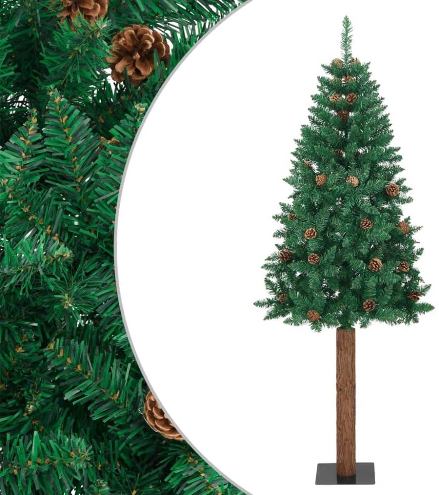 vidaXL Weihnachtsbaum Schlank mit Echtholz und Zapfen Grün 210 cm PVC 320959 Bild 1