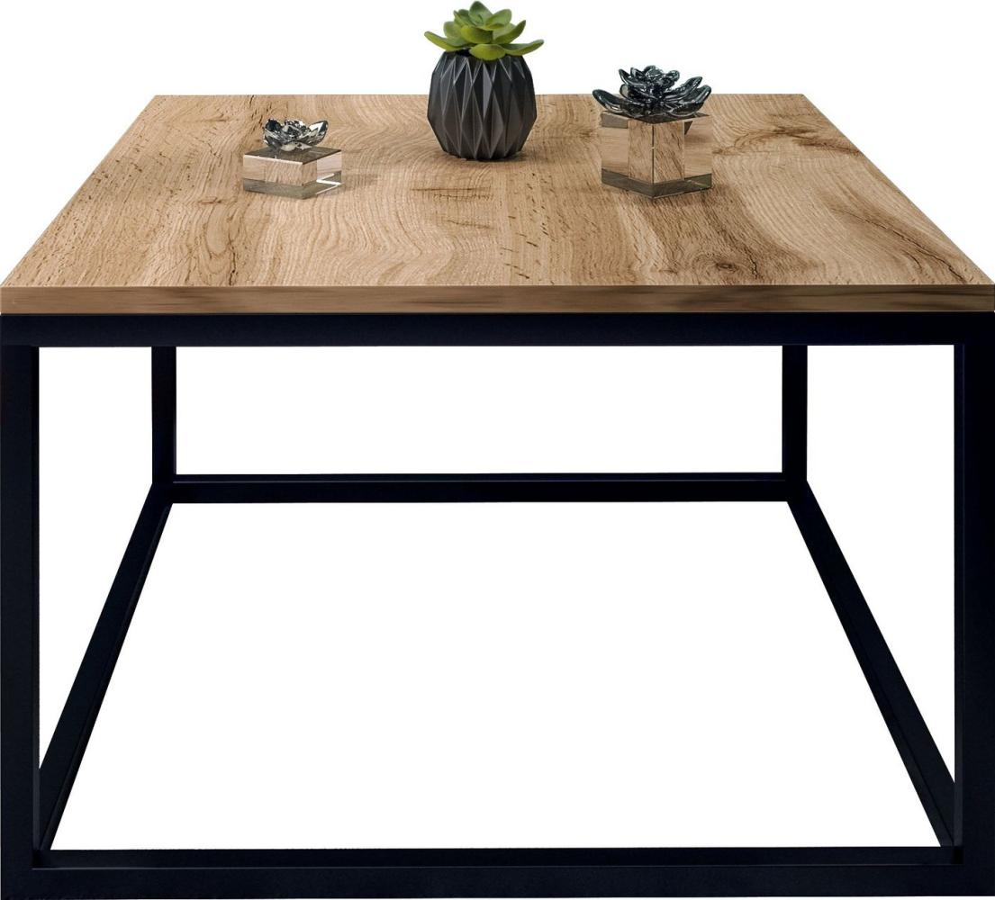 Domando Couchtisch Monterosso Industrial für Wohnzimmer Breite 60cm, pulverbeschichtetes Metallgestell in Schwarz und Wotan Eiche Bild 1