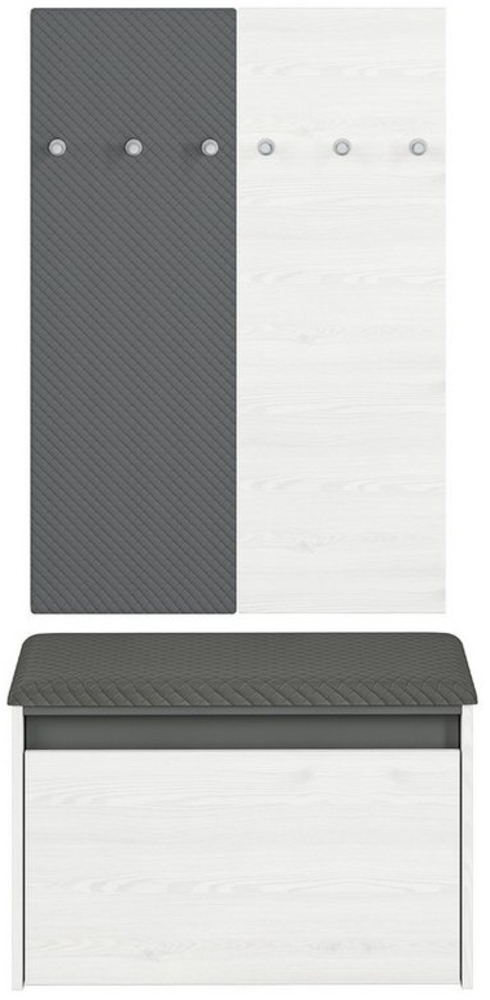 Garderobe "Hyga" Flurgarderobe 3-teilig Pinie weiß anthrazit Bild 1