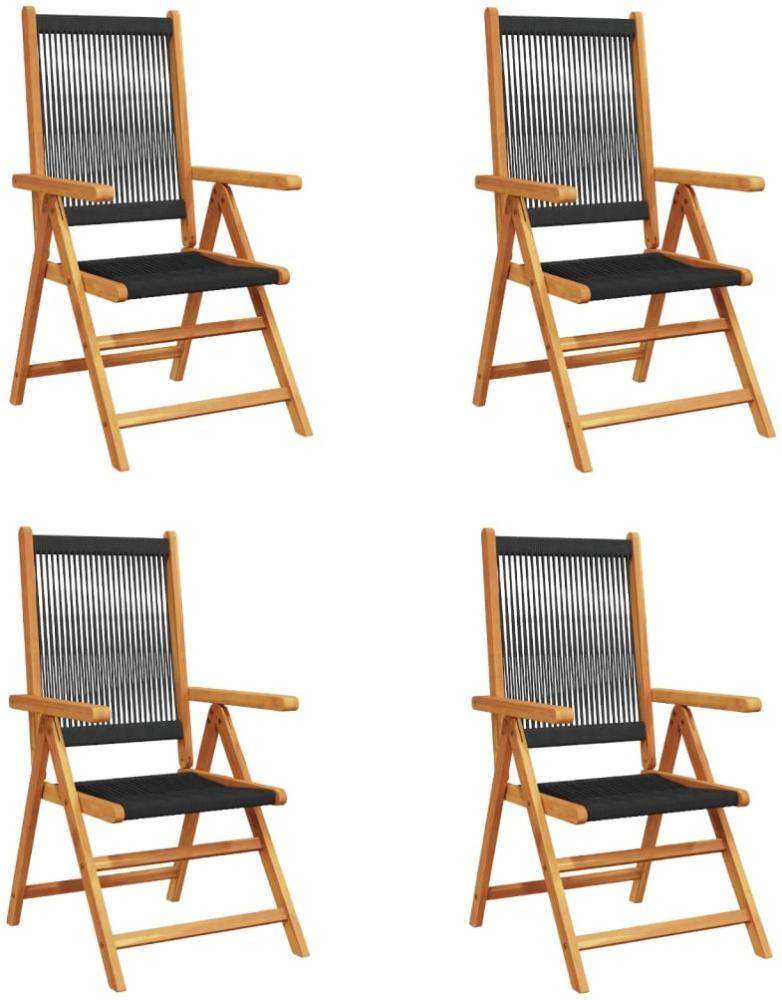 vidaXL Gartenstuhl Verstellbar 4 Stk. Schwarz Massivholz Akazie 3214529 Bild 1