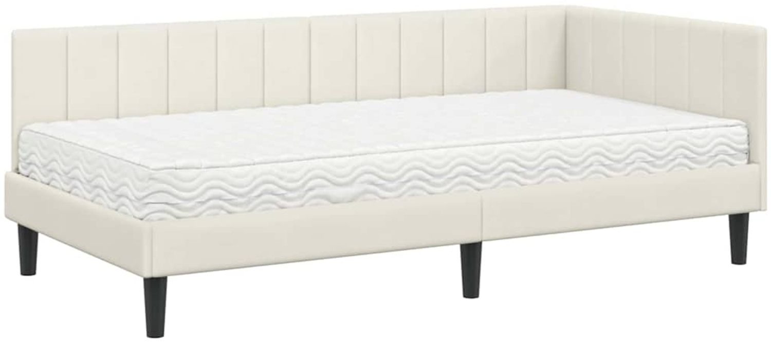vidaXL Eckbettgestell mit Matratze mit Kopfteil Creme 90 x 190 cm Samt 3393895 Bild 1