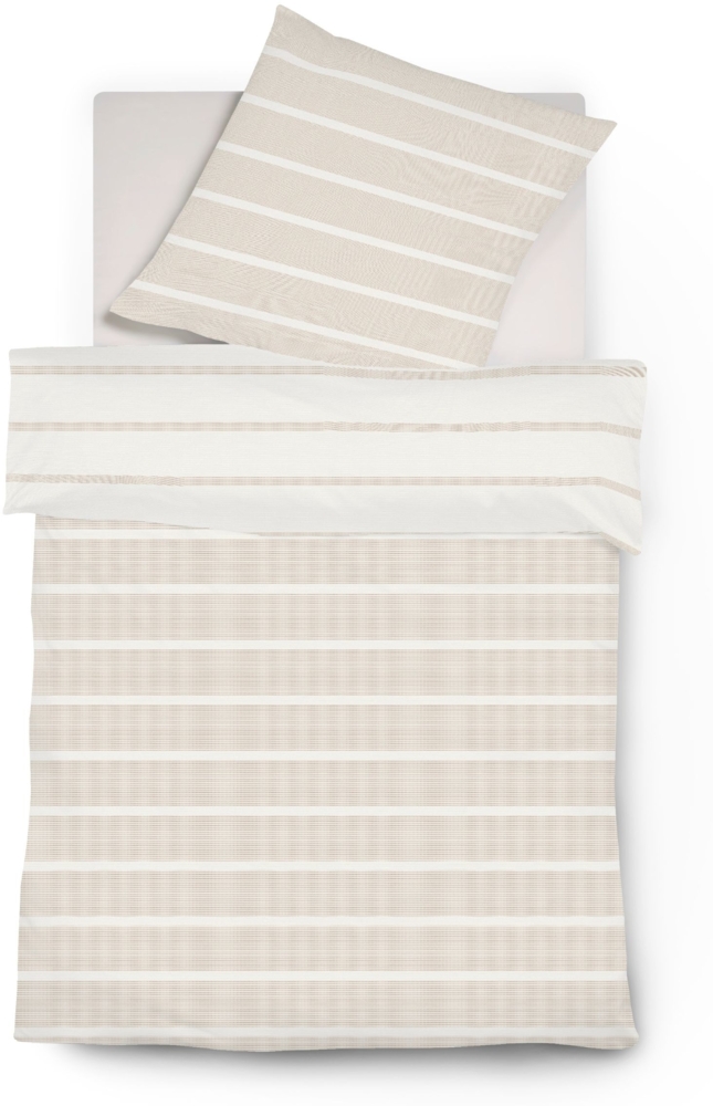 Fleuresse Musselin Bettwäsche Faro beige sand Crincle-Optik 135x200 cm 624531-07 Bild 1