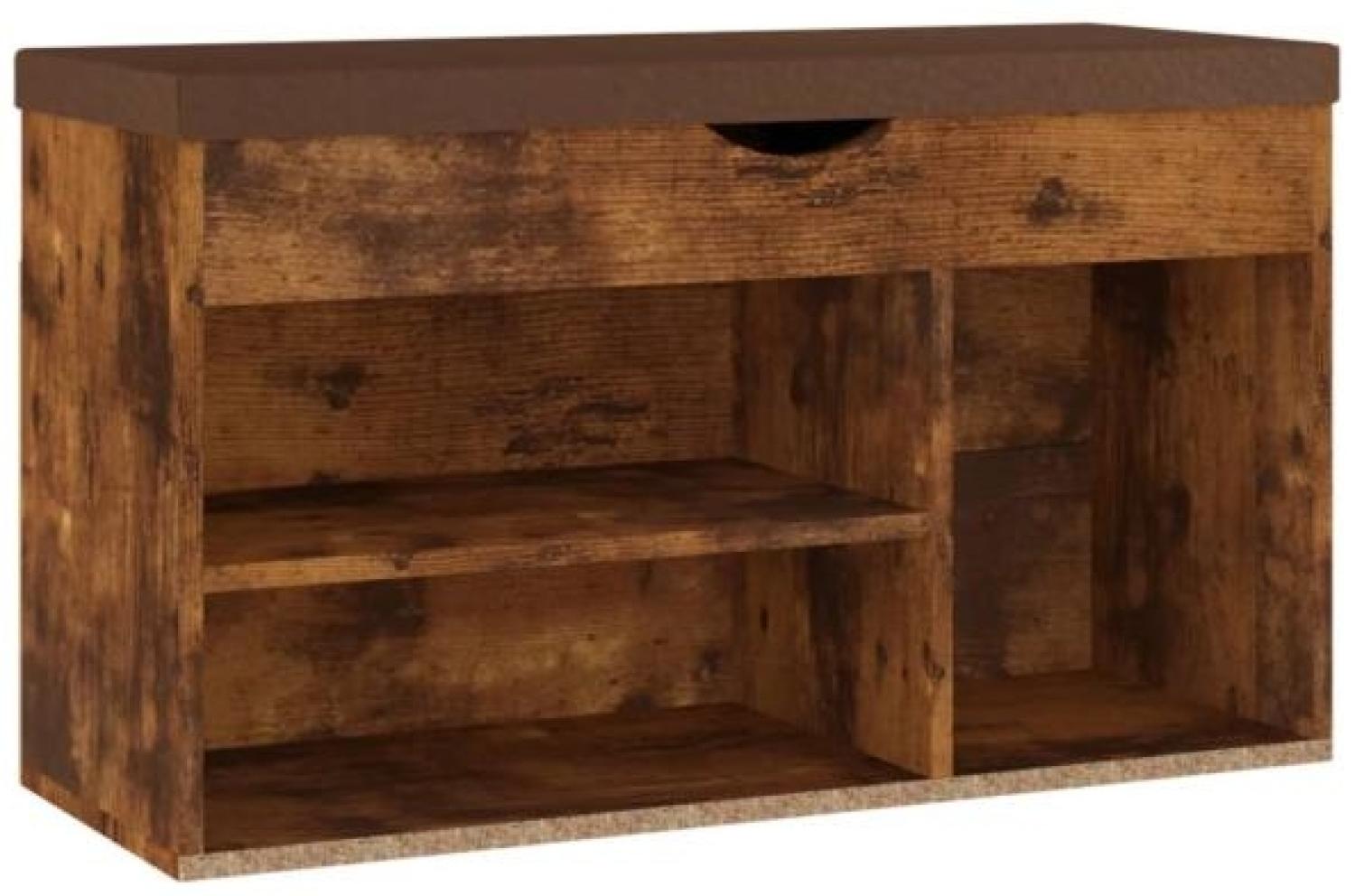 vidaXL Schuhbank mit Kissen Räuchereiche 80x30x47 cm Holzwerkstoff 326767 Bild 1