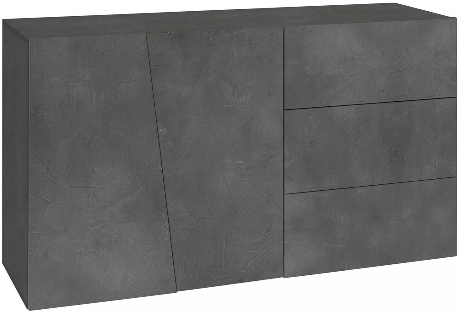 Dmora Kommode Favonio, Küchen-Sideboard mit 2 Türen und 3 Schubladen, Wohnzimmer-Buffet, 100 % Made in Italy, 141 x 43 x 86 cm, Schiefer, Bild 1