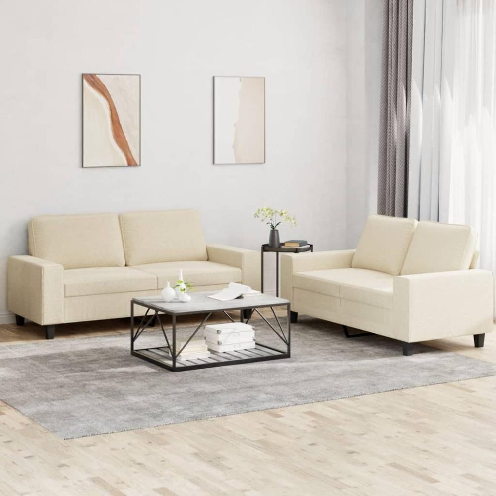 vidaXL 2-tlg. Sofagarnitur Creme Stoff 3201884 Bild 1