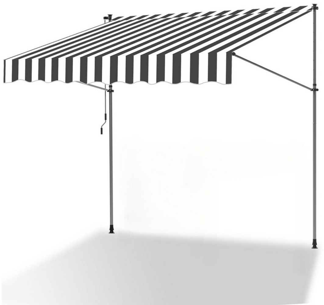 Clanmacy Klemmmarkise Klemmmarkise 200cm Balkonmarkise Markise ohne Bohren Grau Weiß Bild 1