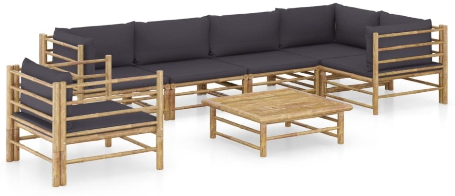 vidaXL 7-tlg. Garten-Lounge-Set mit Dunkelgrauen Kissen Bambus 3058248 Bild 1