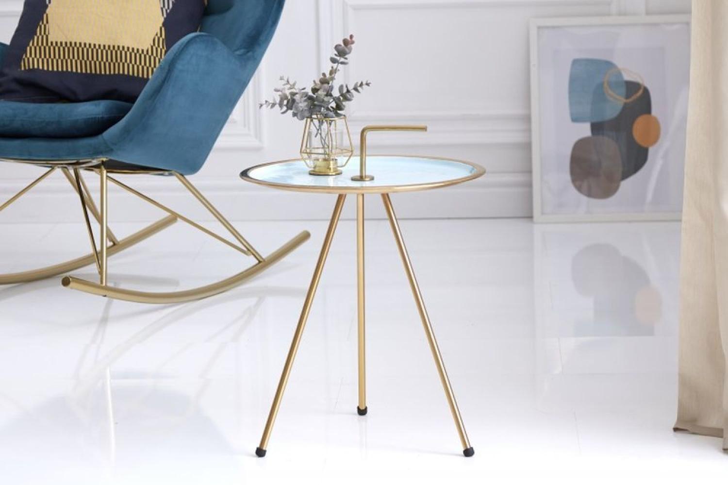 Design Beistelltisch Aluminium GIRO 45cm gold handgefertigt Nachttisch Bild 1